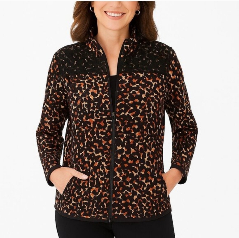 Chico's Zenergy Vivid Animal Print Neema Jacket, Size 2 = Large/12